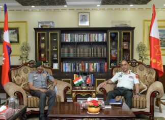 प्रधानसेनापतिसँग भारतीय सेनाका लेफ्टिनेन्ट जनरलको भेटवार्ता