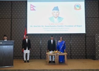 राष्ट्रपति पौडेल स्वागत समारोहमा सरिक